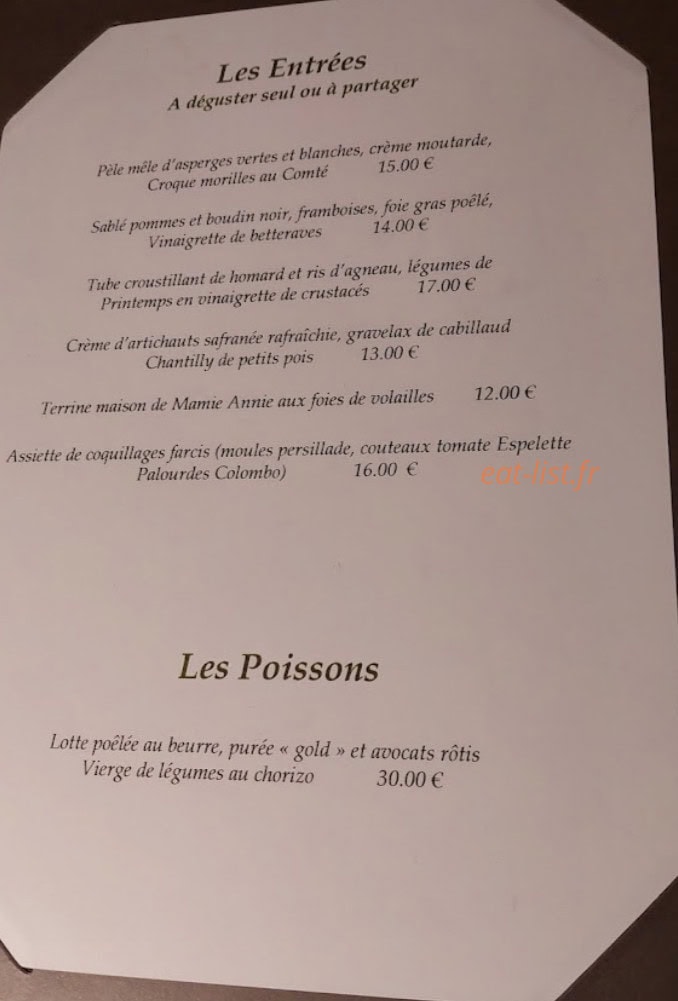 Le Bistrot de Léon — carte page 1