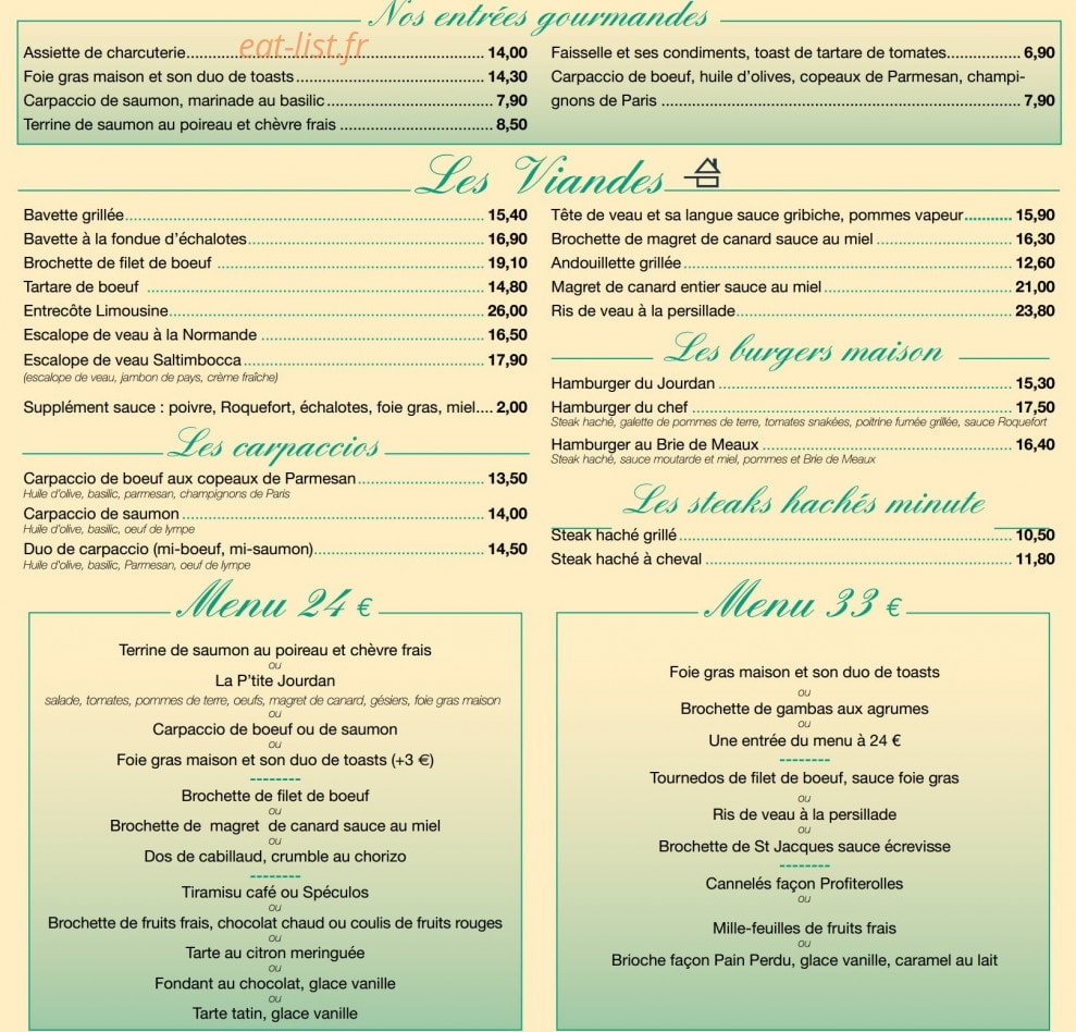 Le Bistrot Jourdan — carte page 3
