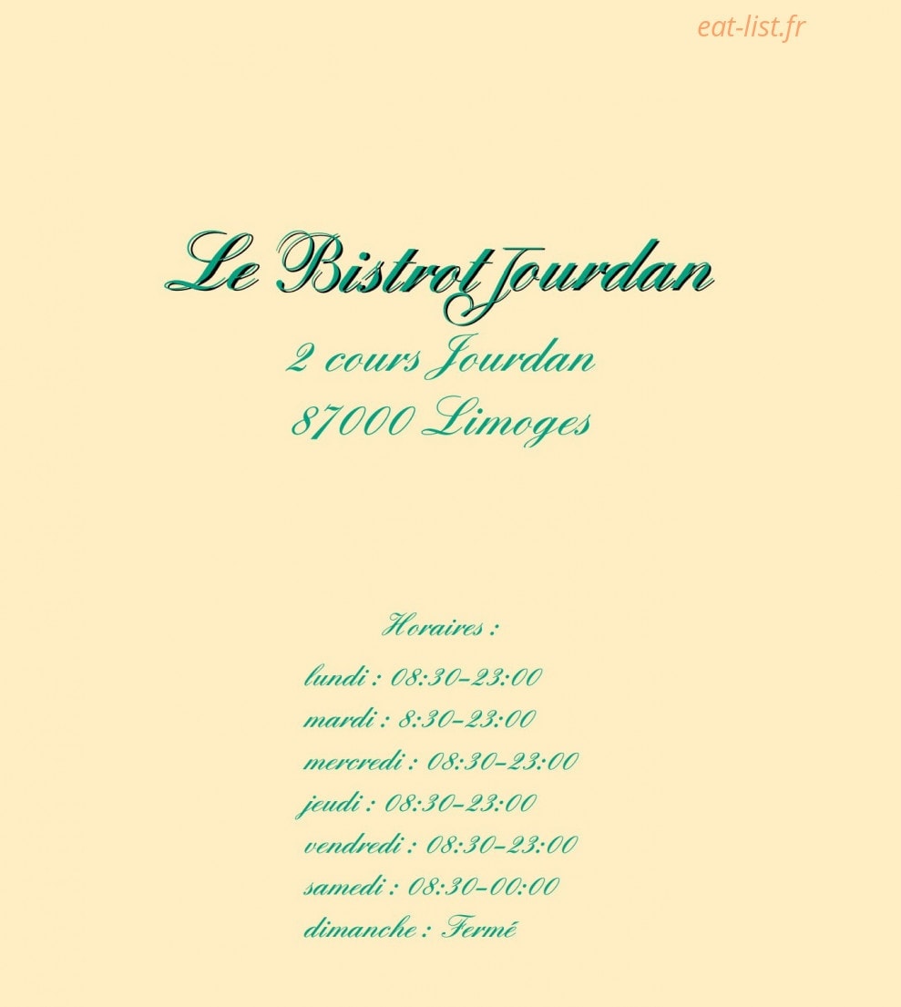 Le Bistrot Jourdan — carte page 1