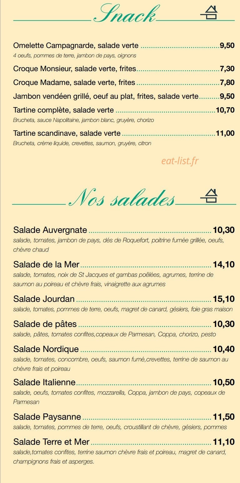 Le Bistrot Jourdan — carte page 2