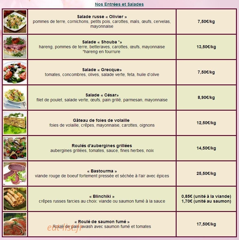 Le Coin Repas — carte page 1