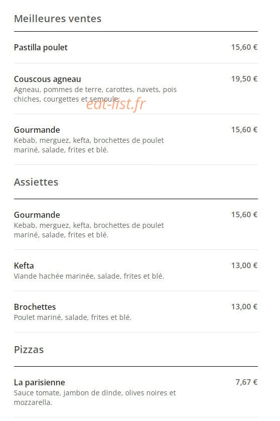 Le délice de Mama — carte page 1