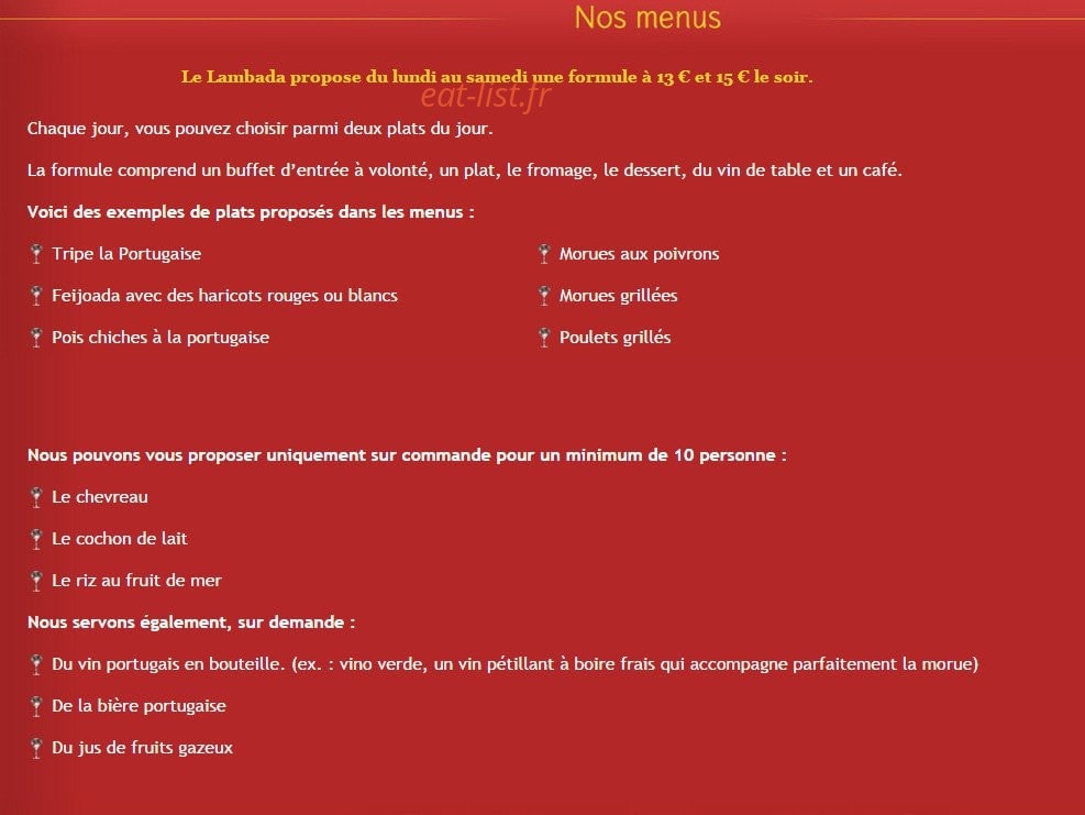 Le Lambada — carte page 1