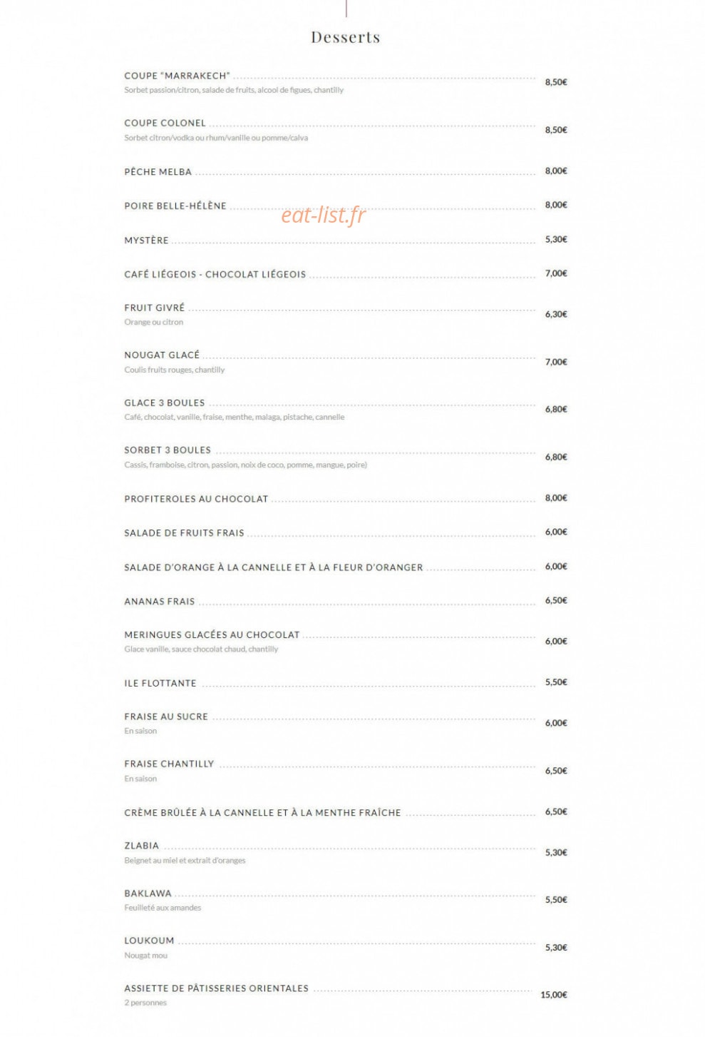 Le Marrakech — carte page 6