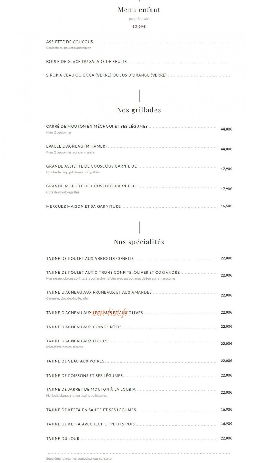 Le Marrakech — carte page 5