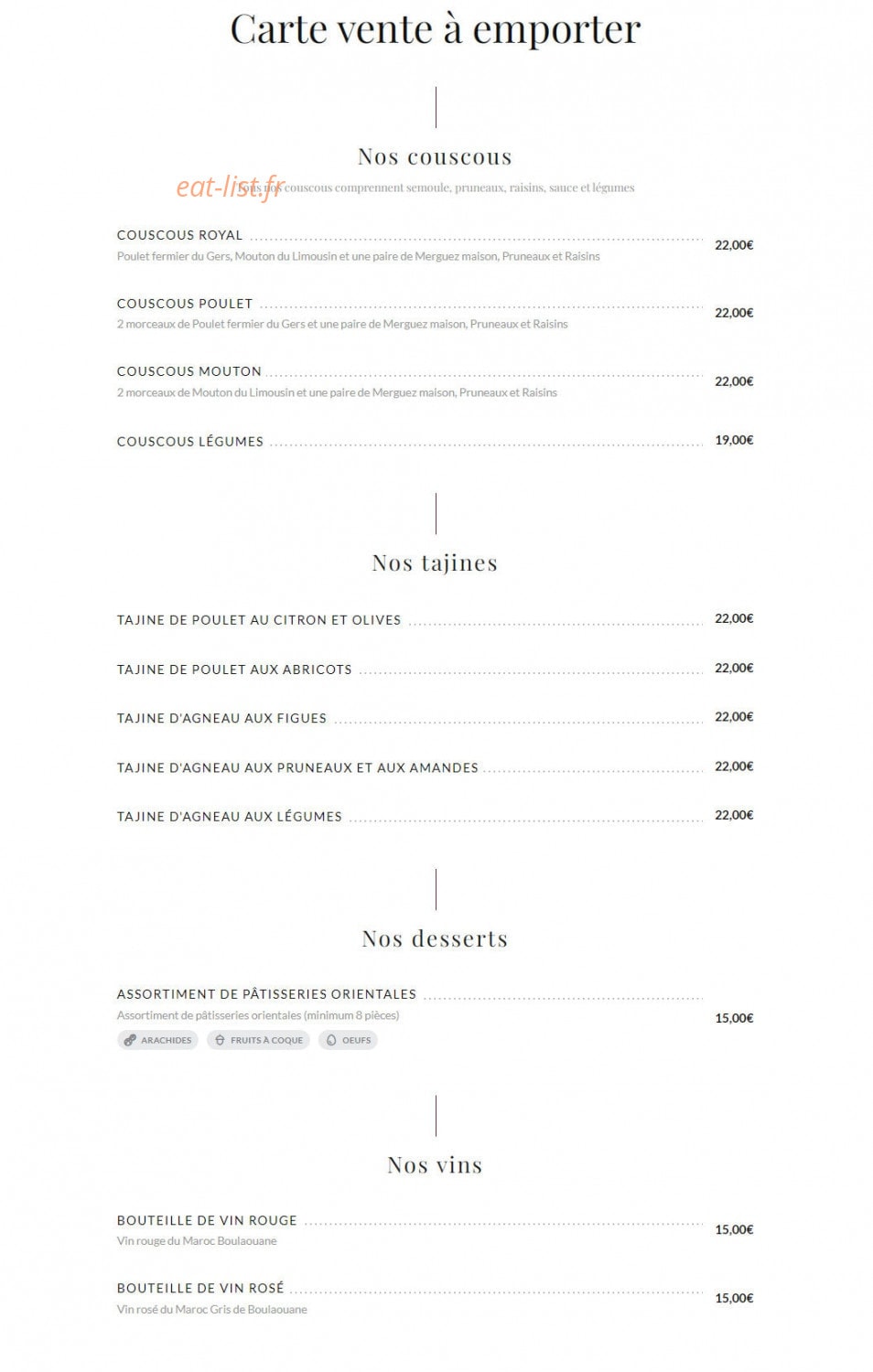 Le Marrakech — carte page 10