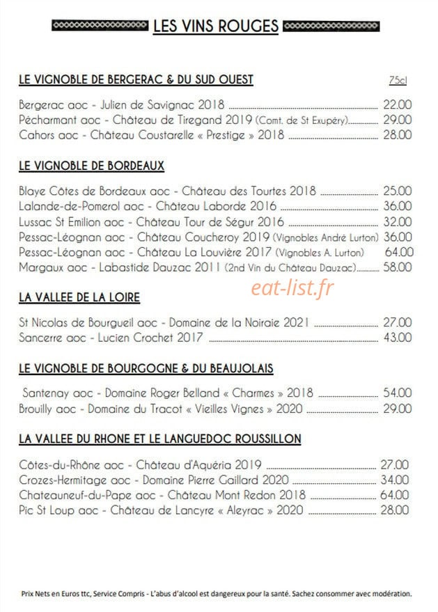 Le Petit Comptoir — carte page 3