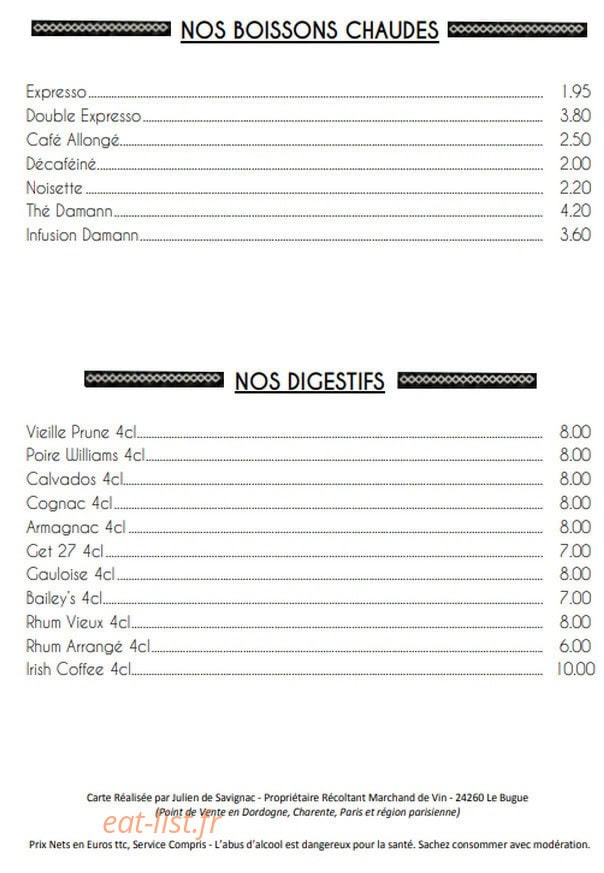 Le Petit Comptoir — carte page 8