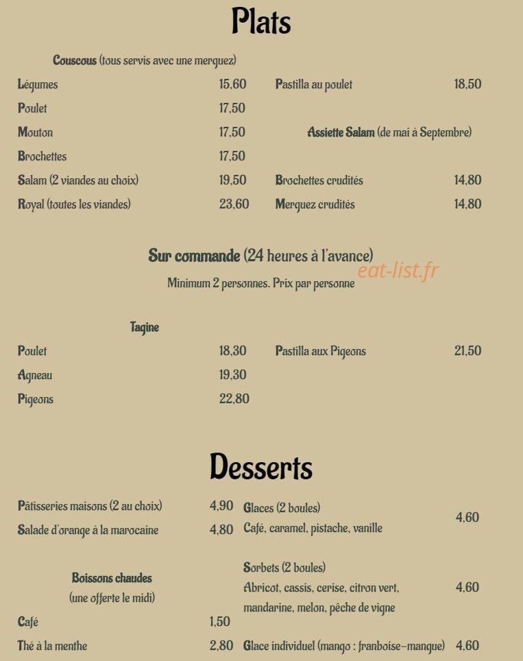 Le Salam — carte page 1