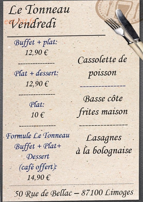 Le Tonneau — carte page 1
