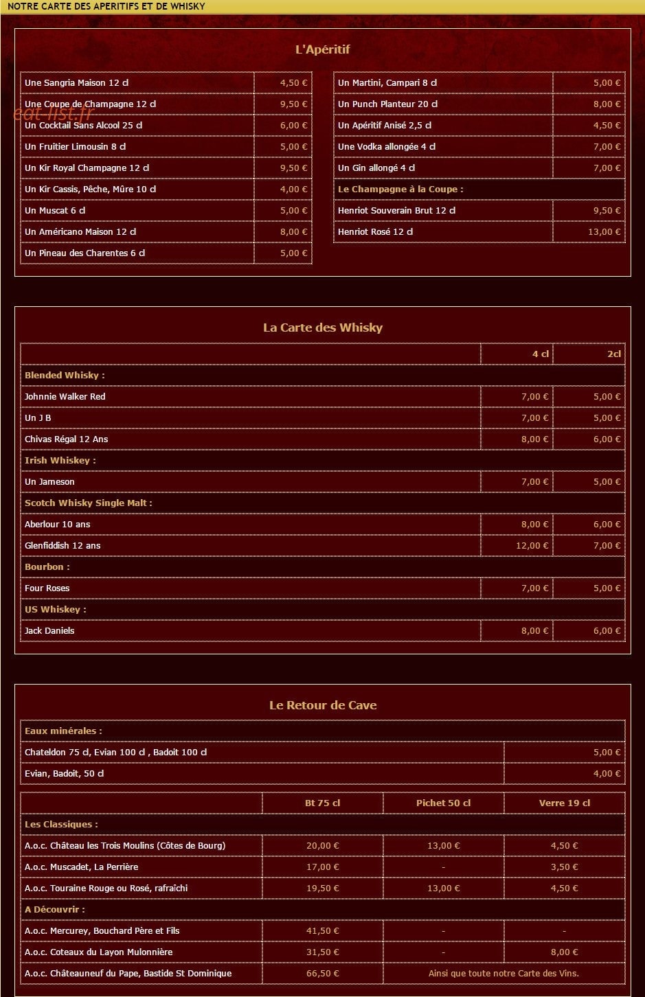 Le Versailles — carte page 1
