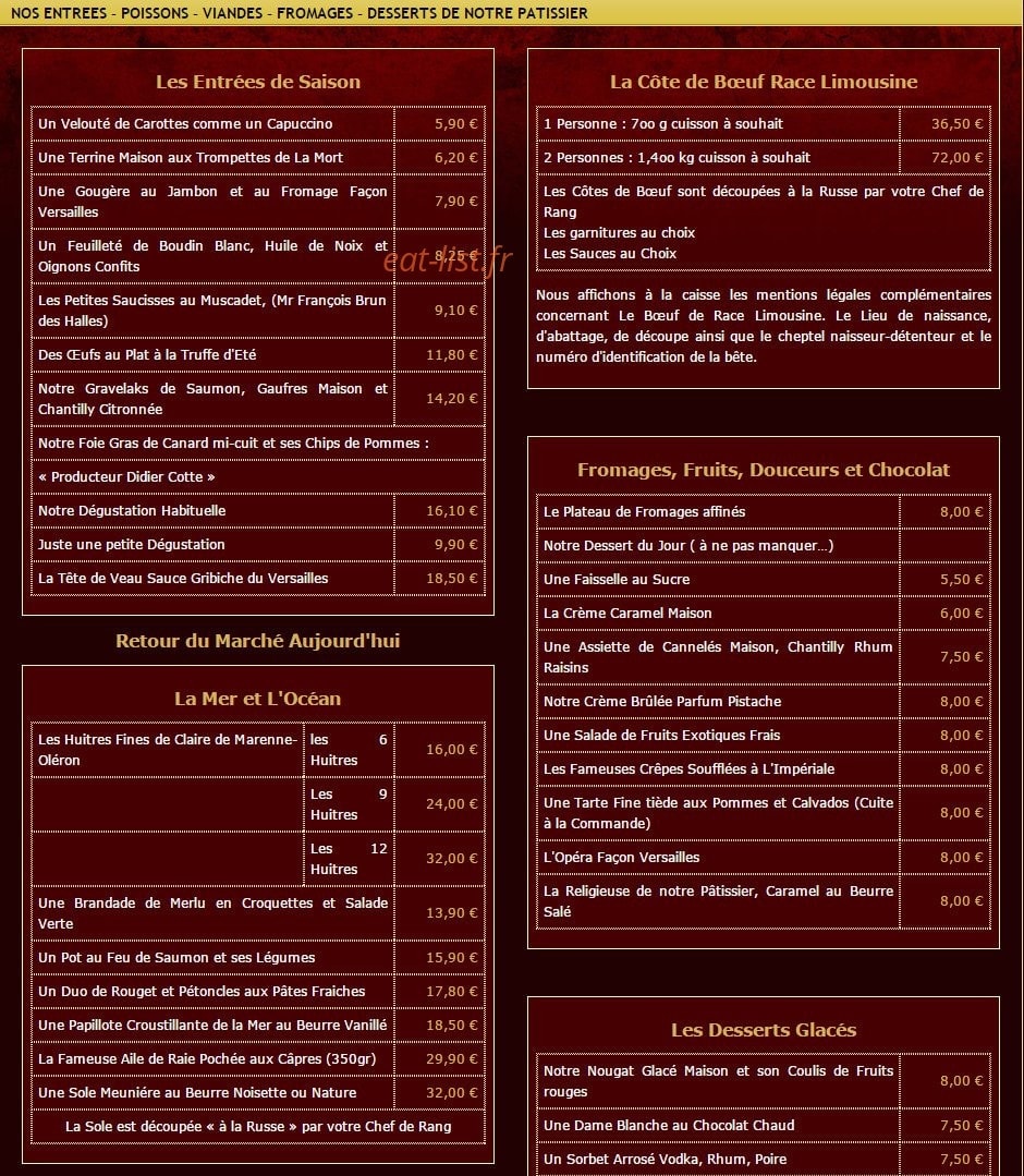 Le Versailles — carte page 2