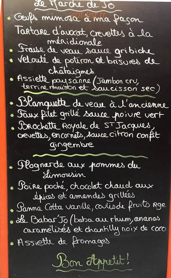 Les Bars'Jo — carte page 1
