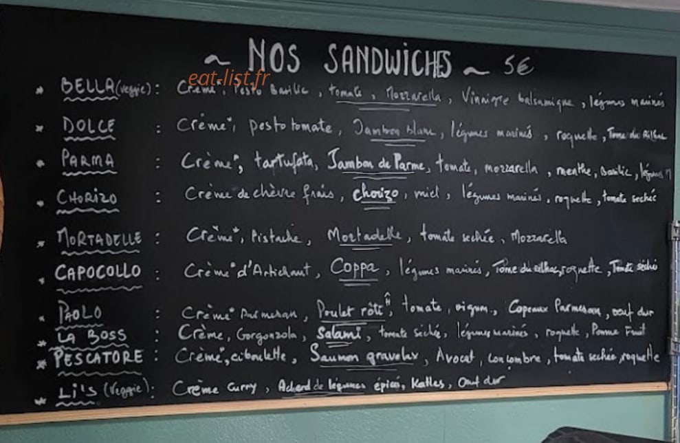 Li's Sandwich — carte page 1