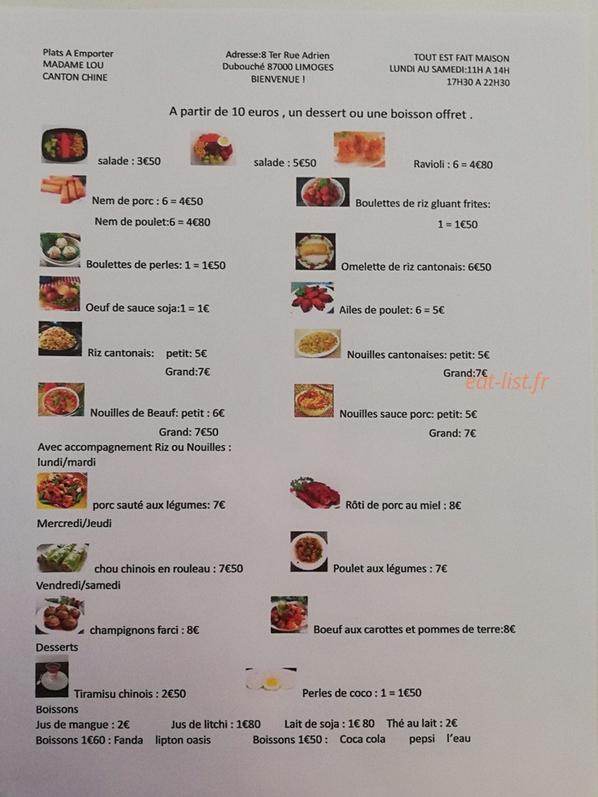 Madame Lou — carte page 2