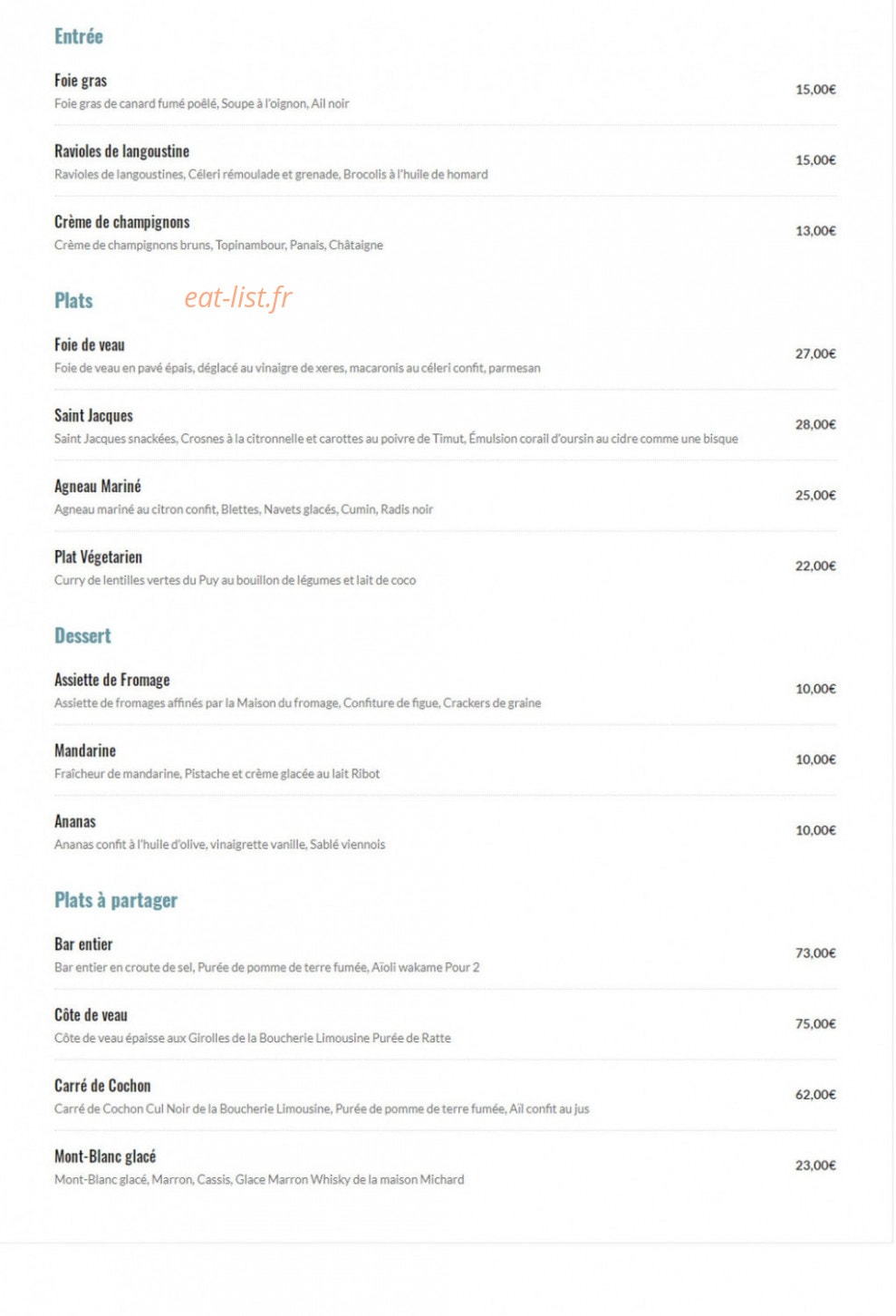 Martin Comptoir — carte page 1