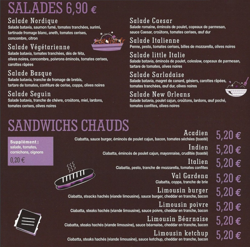 Maya's café — carte page 1