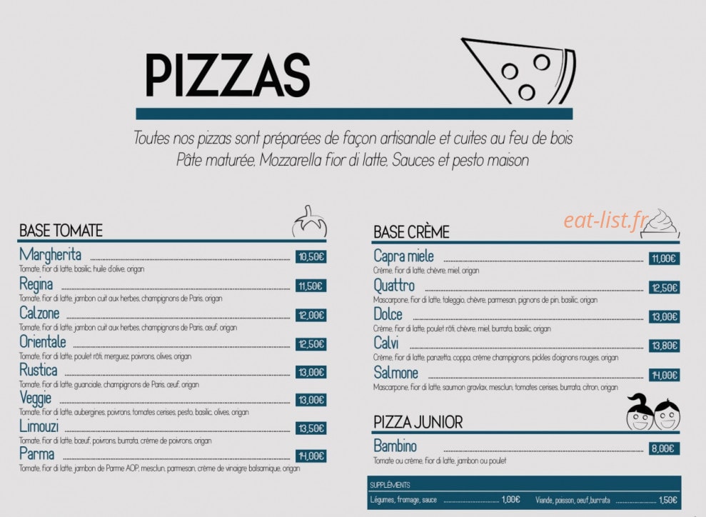 Mojo Pizzeria — carte page 2