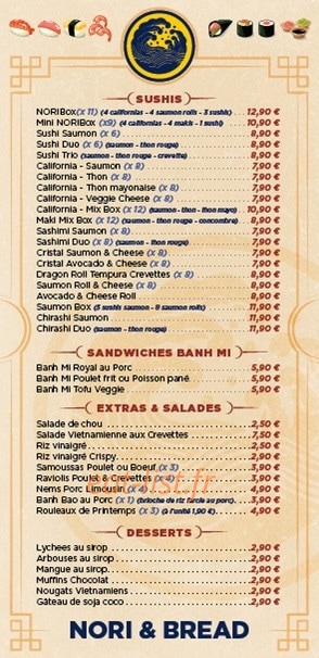 Nori & Bread — carte page 1
