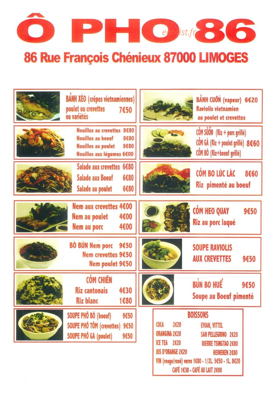 Ô Pho 86 — carte page 1