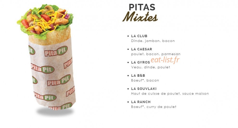 Pita Pit — carte page 2