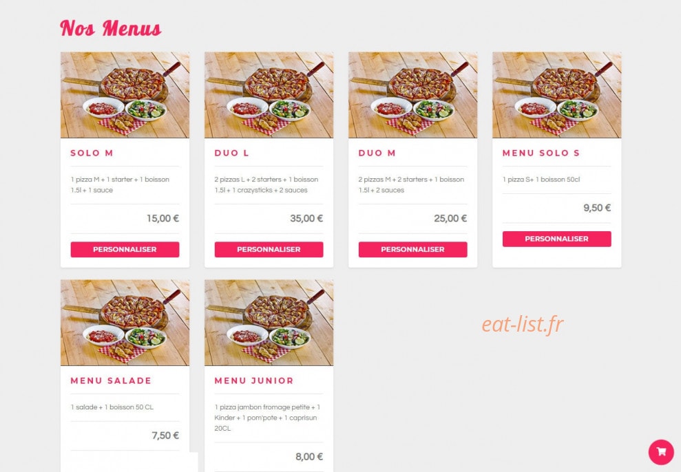 Pizza Carmes — carte page 1