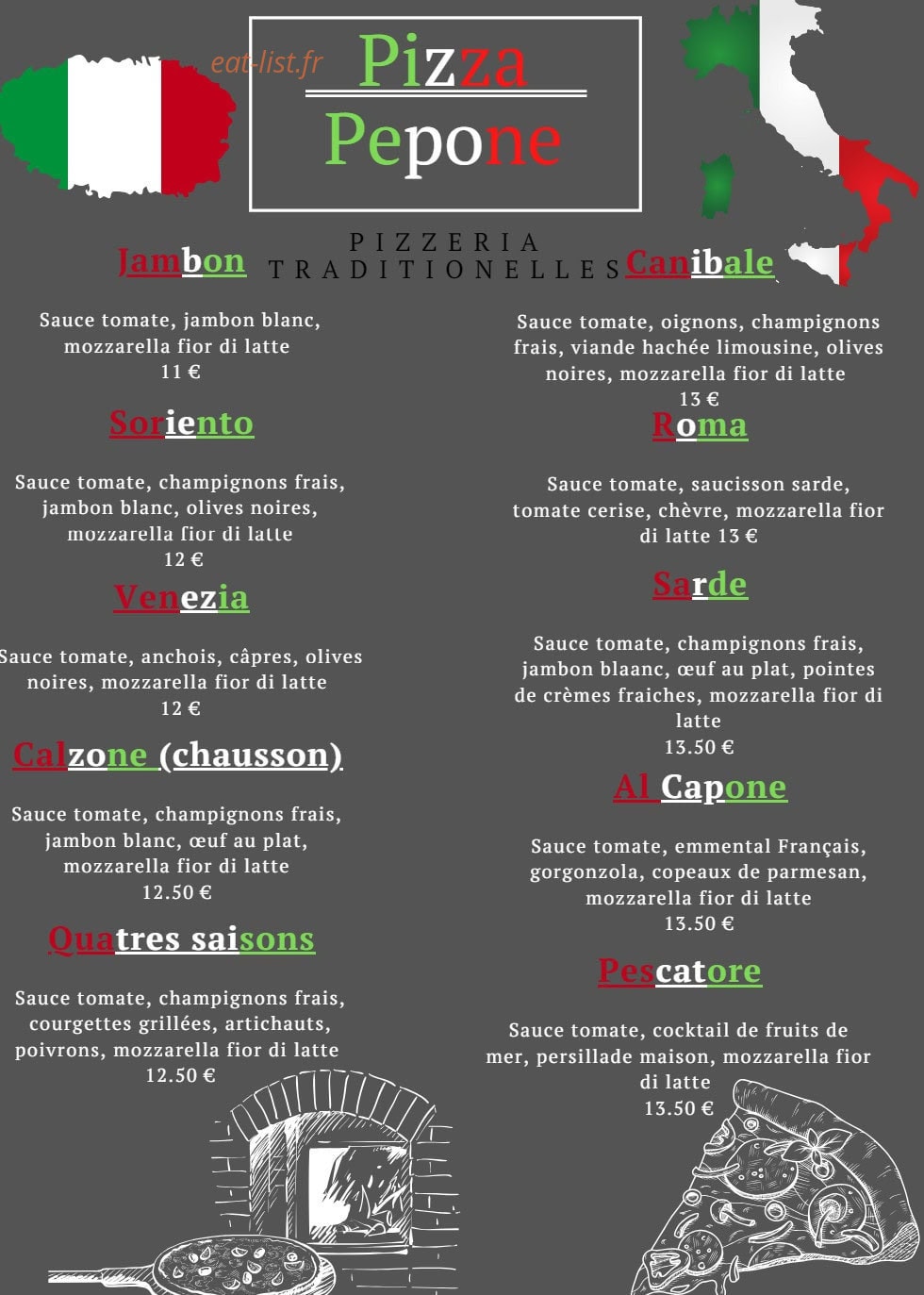 Pizza Pepone & co — carte page 1