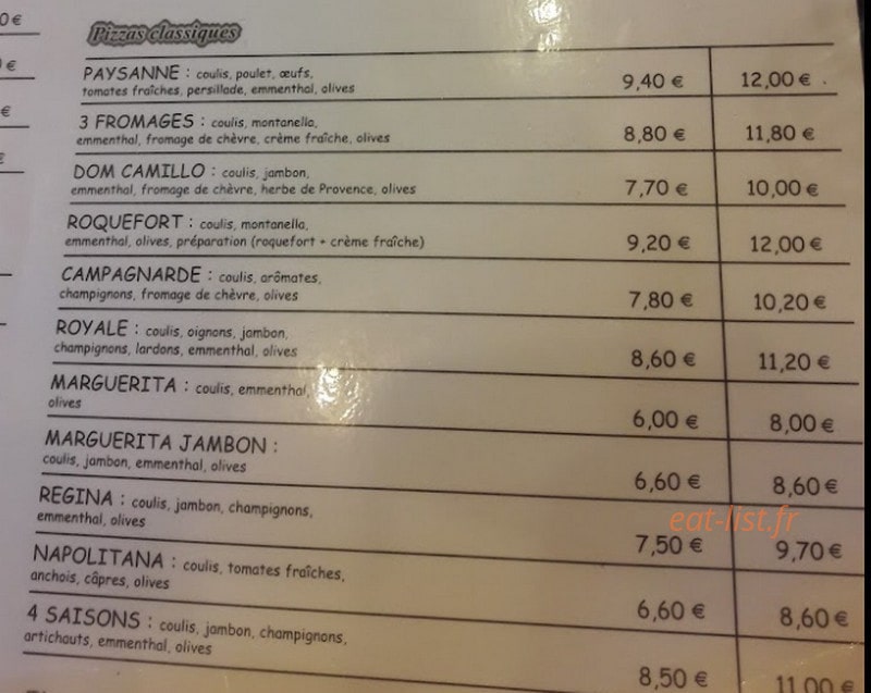 Pizzas Tipiz — carte page 3