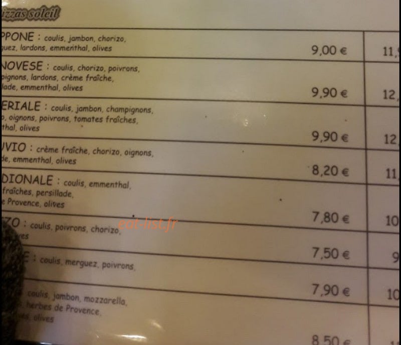 Pizzas Tipiz — carte page 2