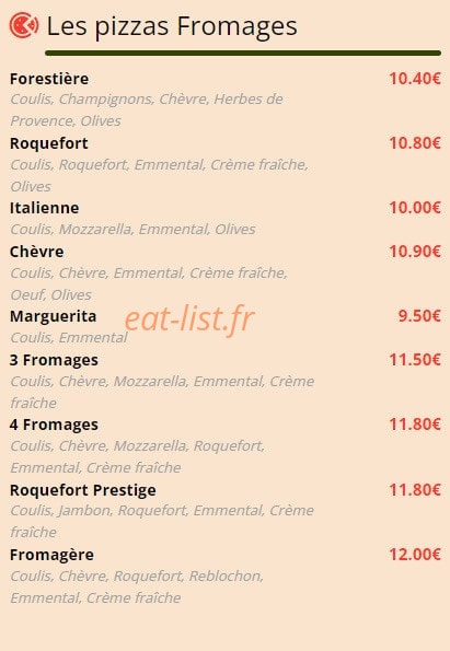 Pizzeria La Mauvendière — carte page 3