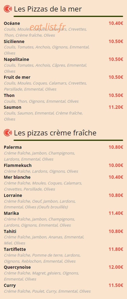 Pizzeria La Mauvendière — carte page 4