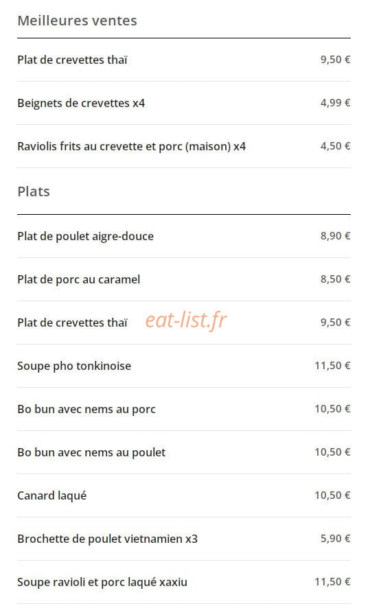 Restaurant Chez Ta — carte page 1