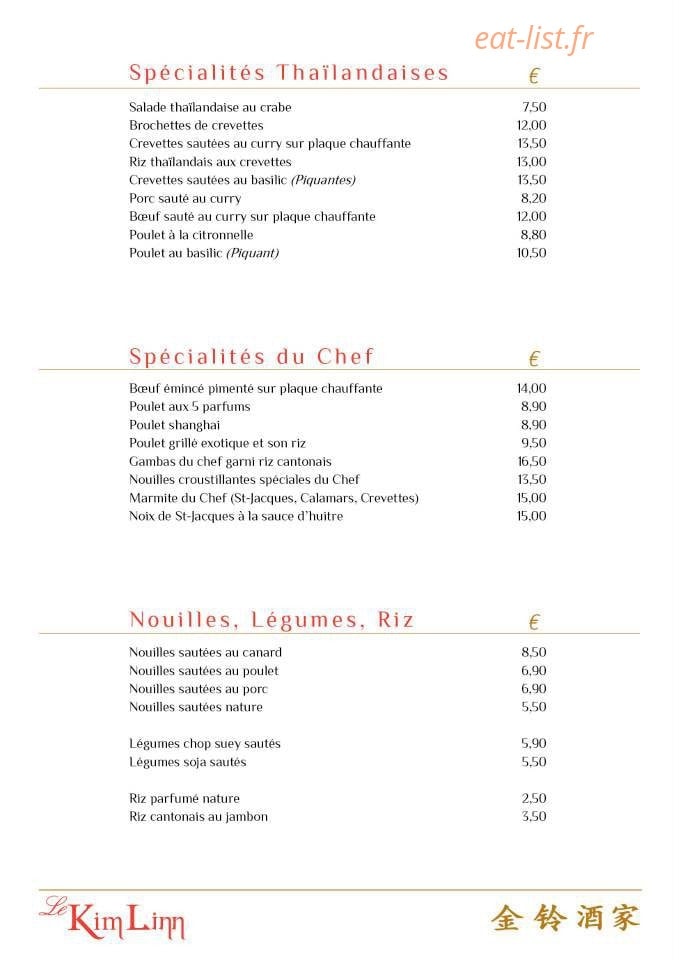 Restaurant Kim Linn — carte page 5