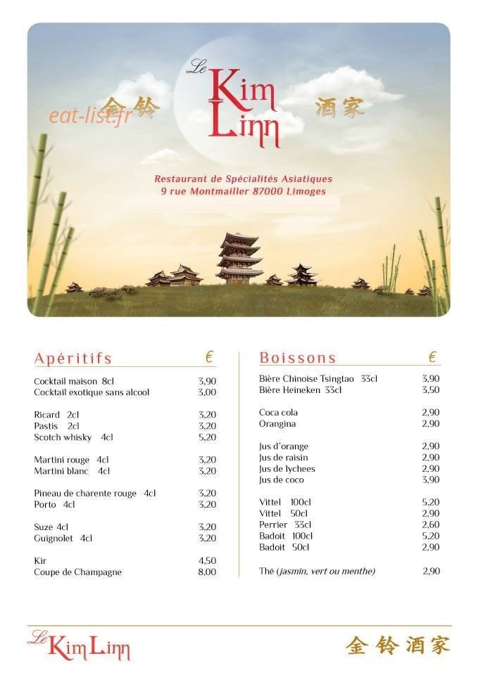 Restaurant Kim Linn — carte page 1