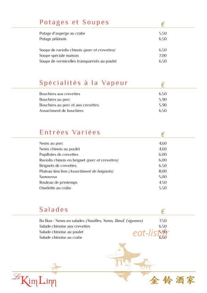 Restaurant Kim Linn — carte page 2