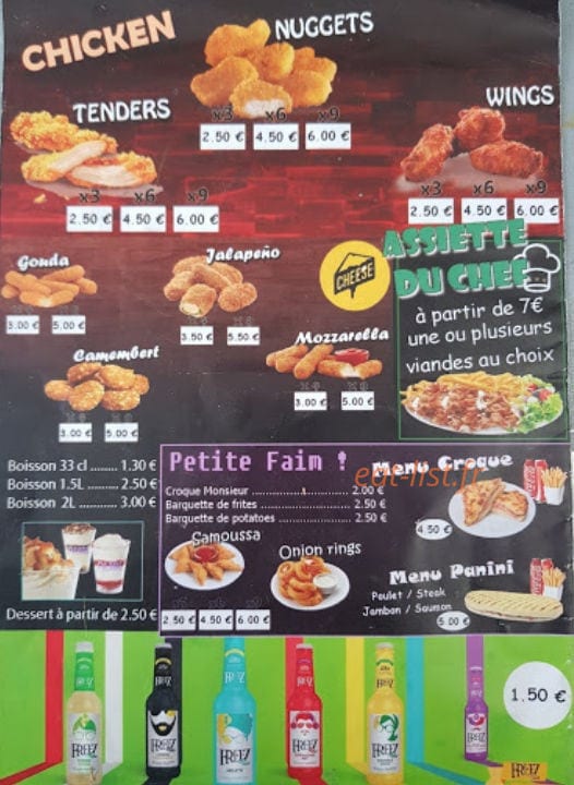 Sam Snack — carte page 1