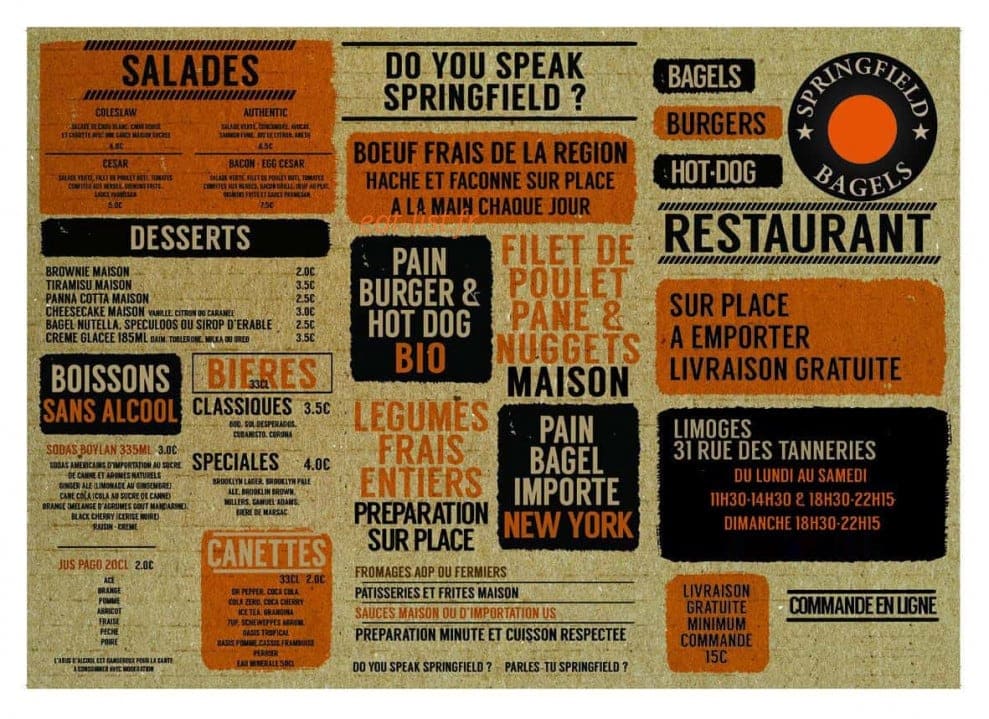 Springfield Bagels — carte page 2