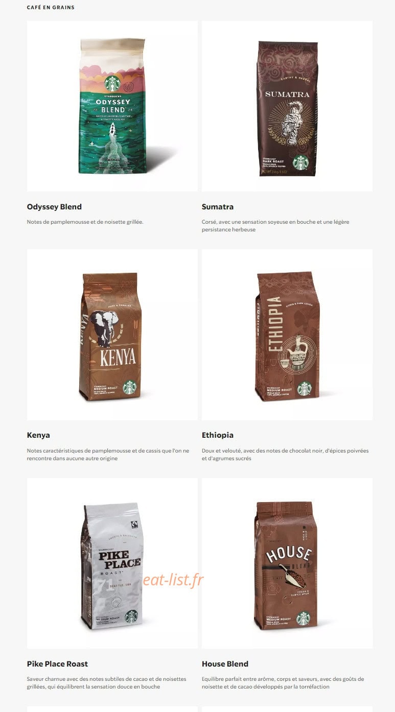Starbucks Coffee — carte page 25