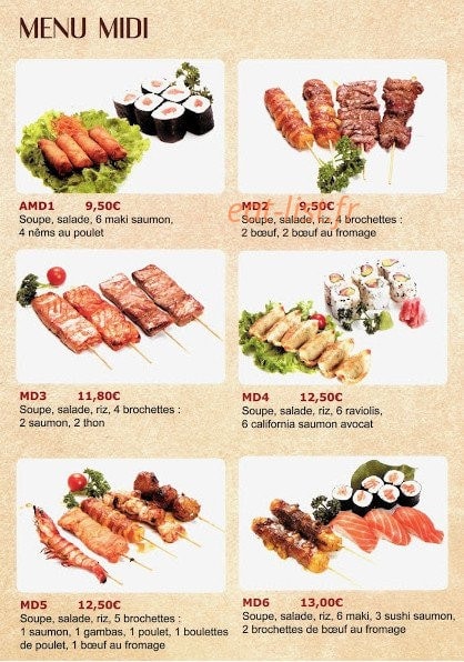 Sushi osaka — carte page 1
