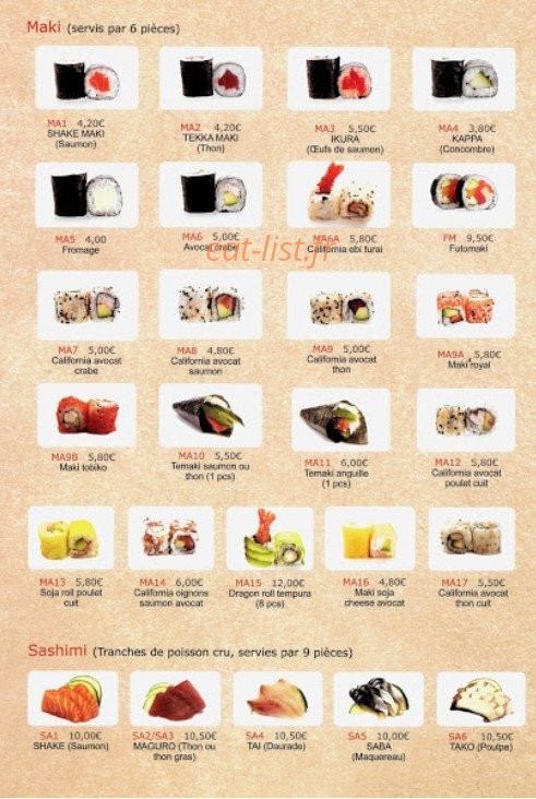 Sushi osaka — carte page 8