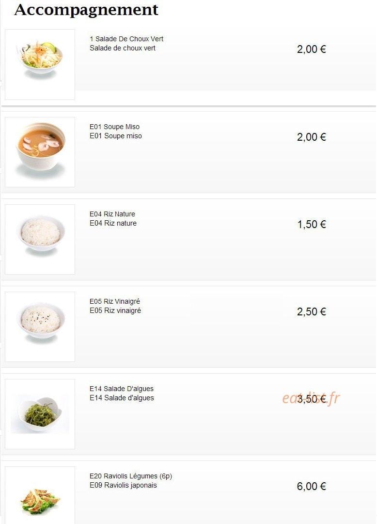 Sushizone — carte page 1