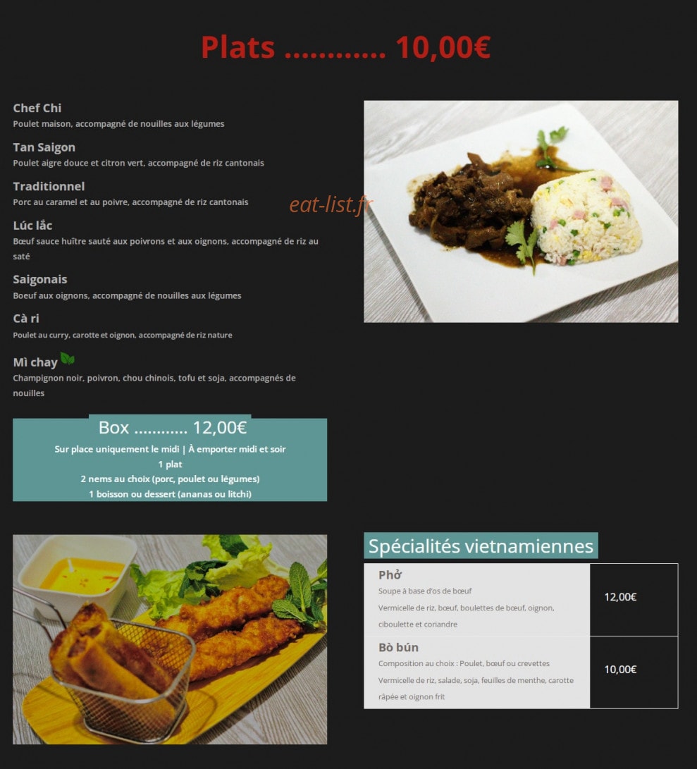 Tan Saigon — carte page 2