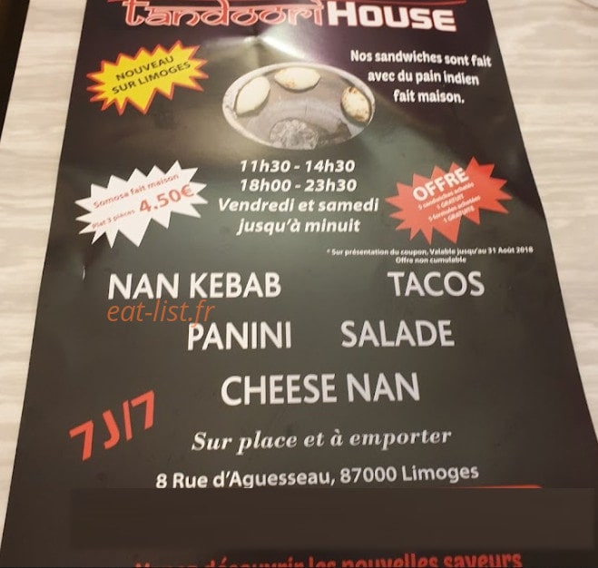Tandoori House — carte page 1