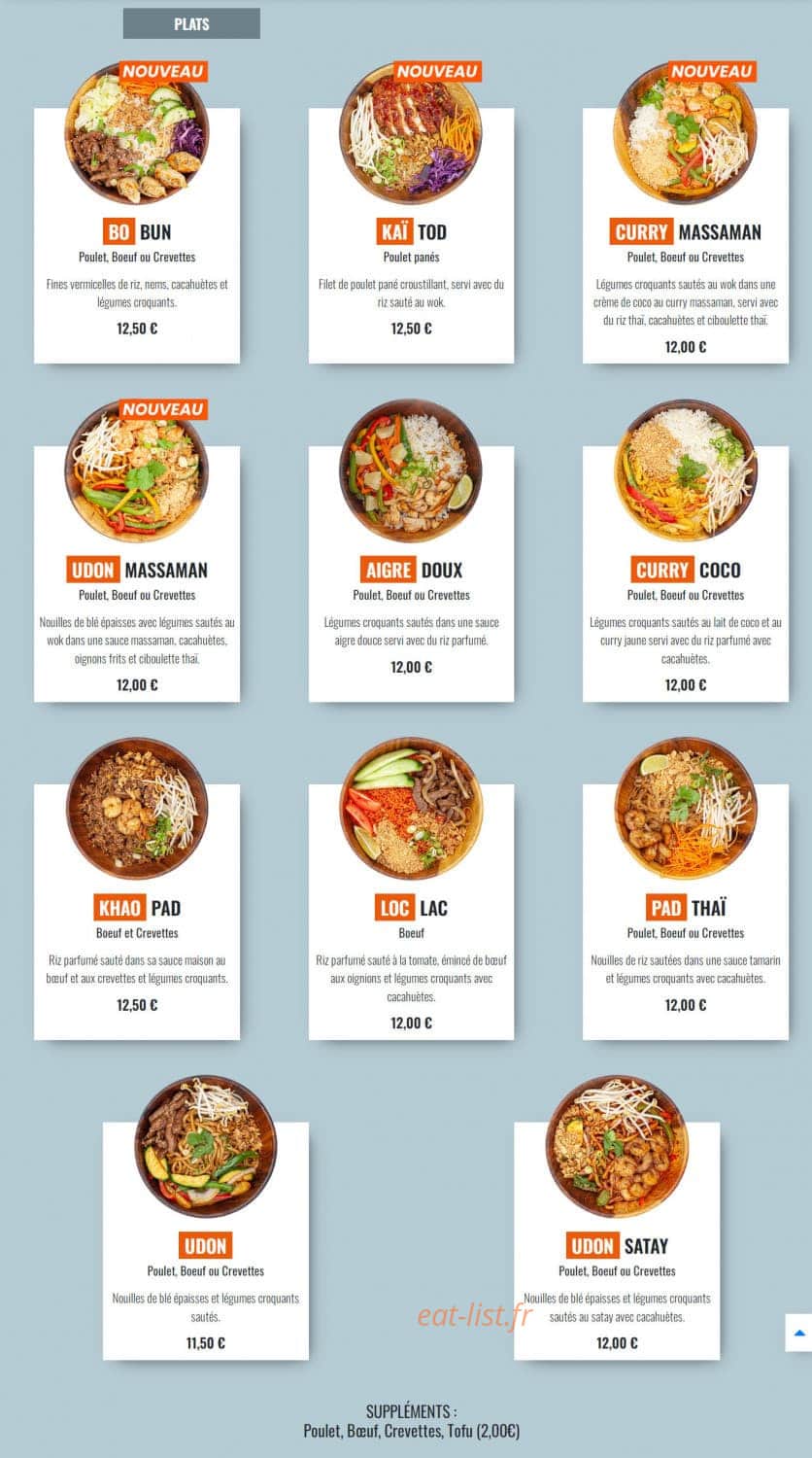 Thaï Break — carte page 1