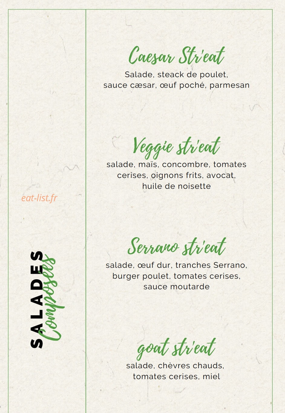 Wall Str'eat Café — carte page 7
