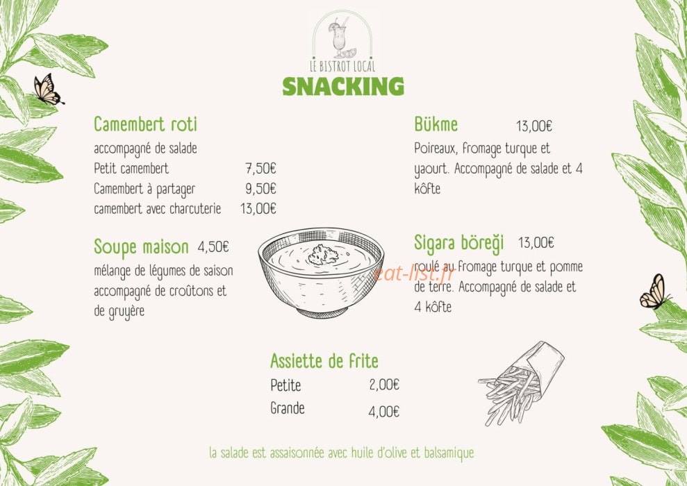 Le Bistrot — carte page 1