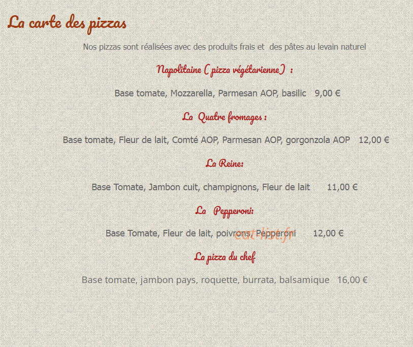Restaurant Chez Caro'line — carte page 1