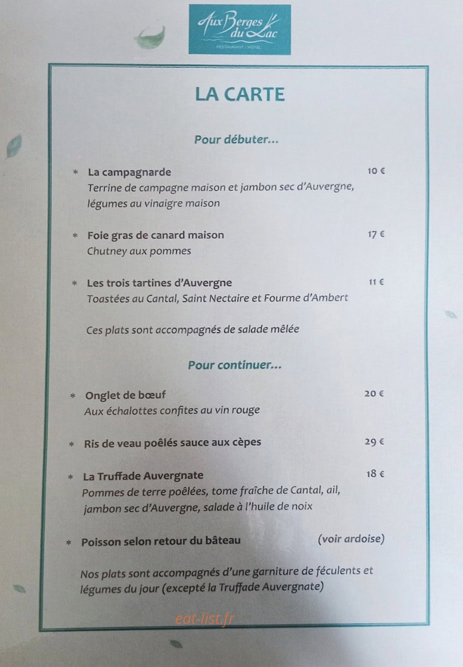 Aux Berges du lac — carte page 1