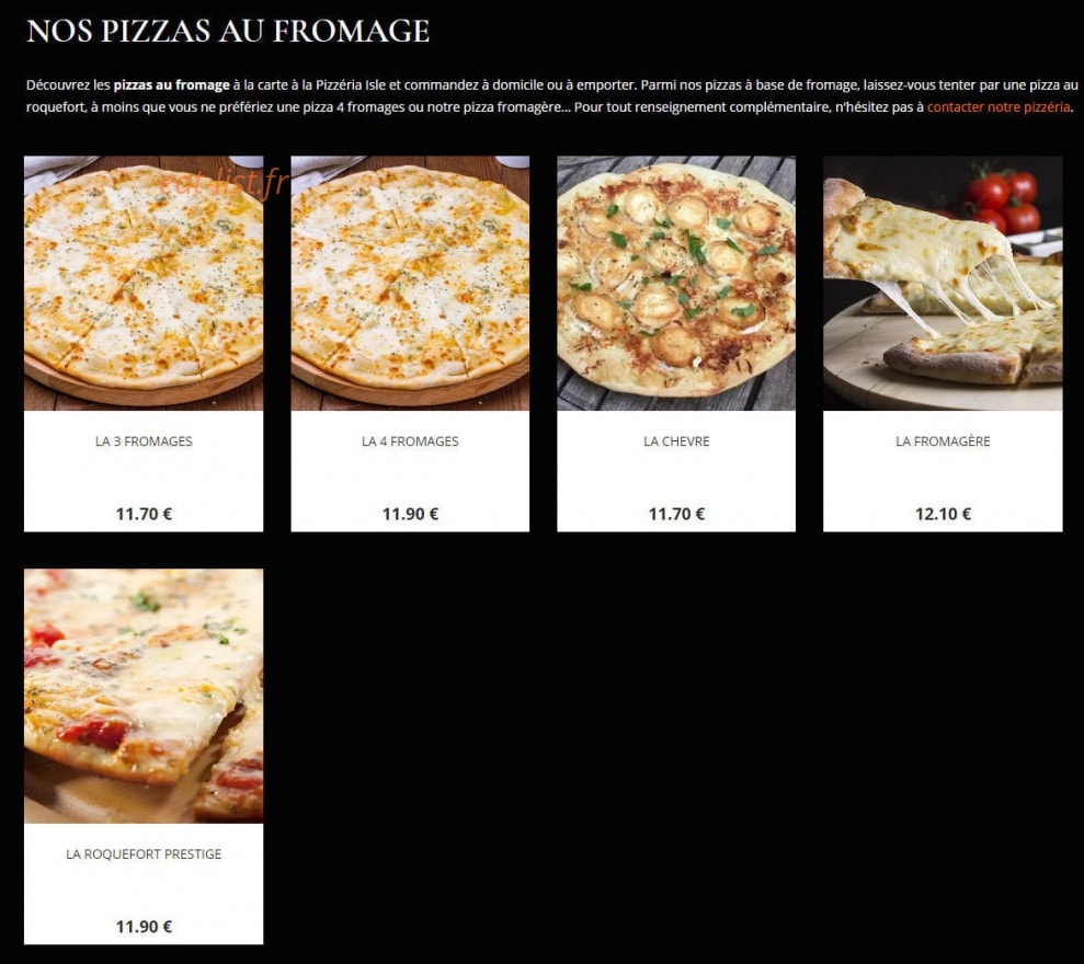 Pizzéria Isle — carte page 4
