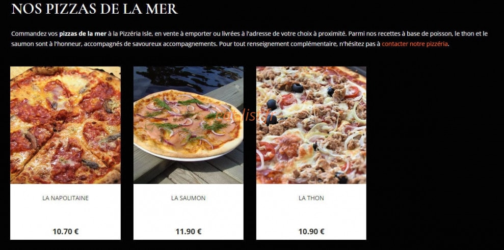 Pizzéria Isle — carte page 3